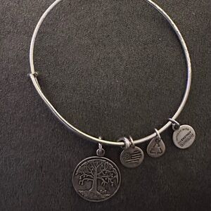 Alex and Ani Silver Charm Bracelet with Family Tree